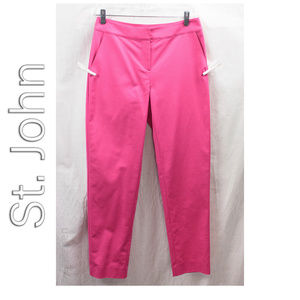 St. John Haute Pink Emma Flat Front Cotton Pants